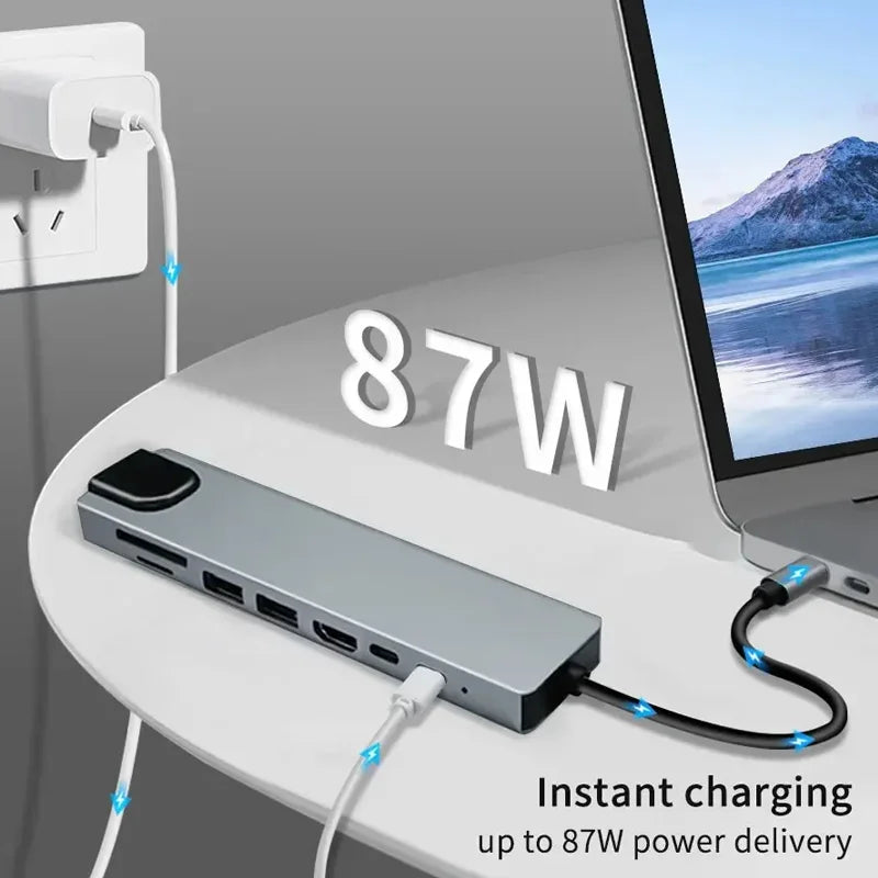 USB C HUB Type C Splitter Thunderbolt 3 Docking Station Laptop Adapter With For Macbook Air M1 iPad Pro - Merit Sell