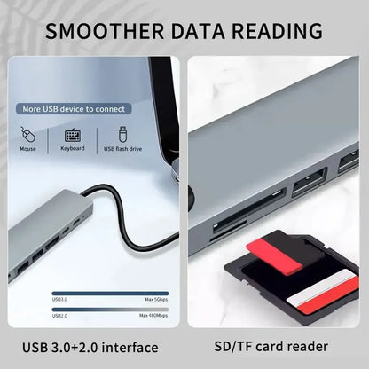 USB C HUB Type C Splitter Thunderbolt 3 Docking Station Laptop Adapter With For Macbook Air M1 iPad Pro - Merit Sell