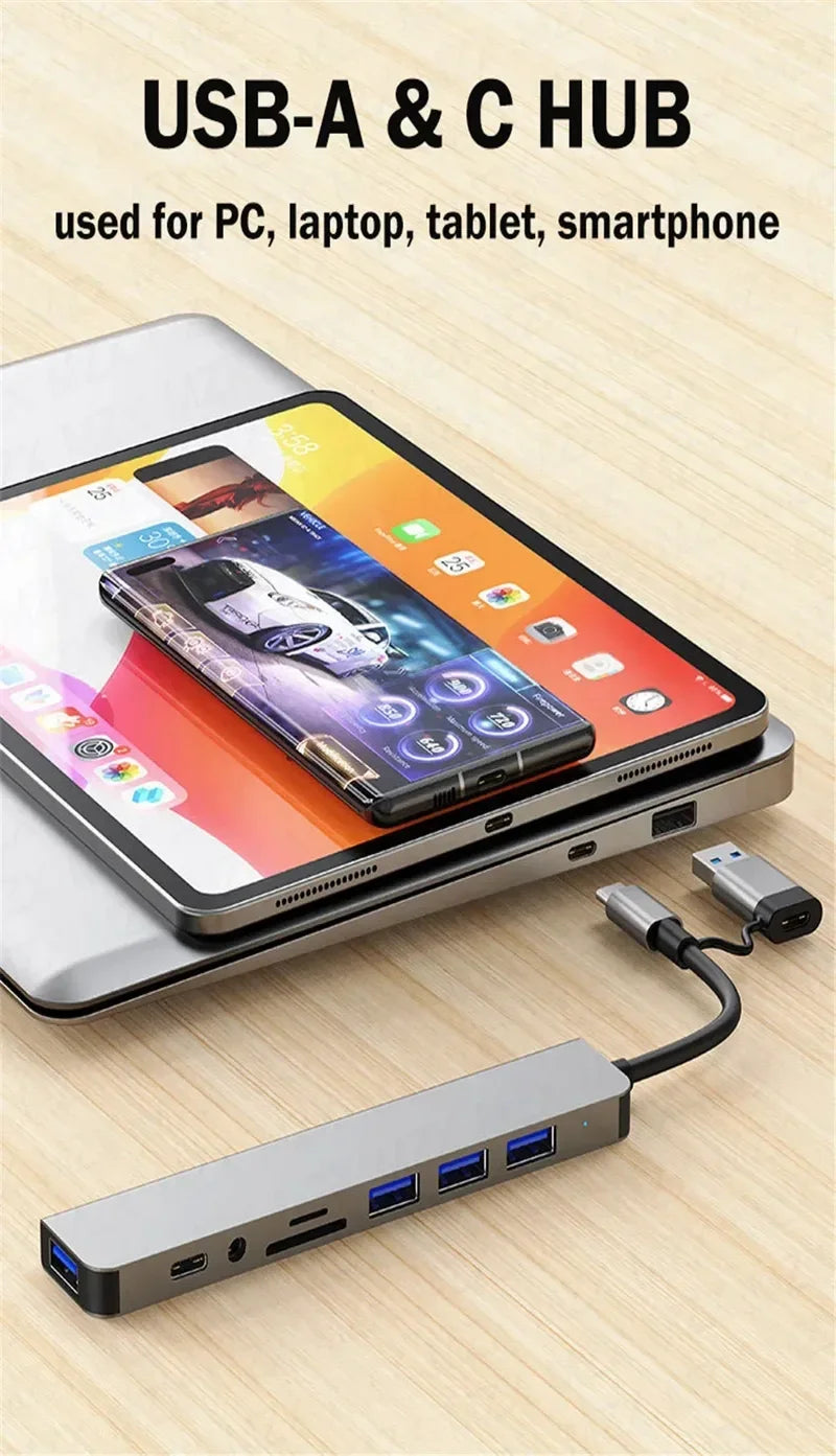 USB C HUB Type C Splitter Thunderbolt 3 Docking Station Laptop Adapter With For Macbook Air M1 iPad Pro - Merit Sell