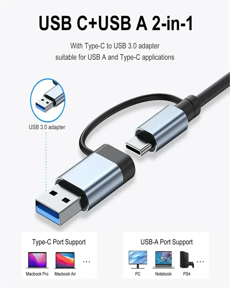 USB C HUB Type C Splitter Thunderbolt 3 Docking Station Laptop Adapter With For Macbook Air M1 iPad Pro - Merit Sell