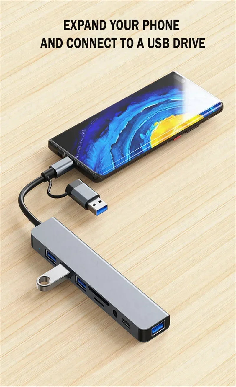 USB C HUB Type C Splitter Thunderbolt 3 Docking Station Laptop Adapter With For Macbook Air M1 iPad Pro - Merit Sell