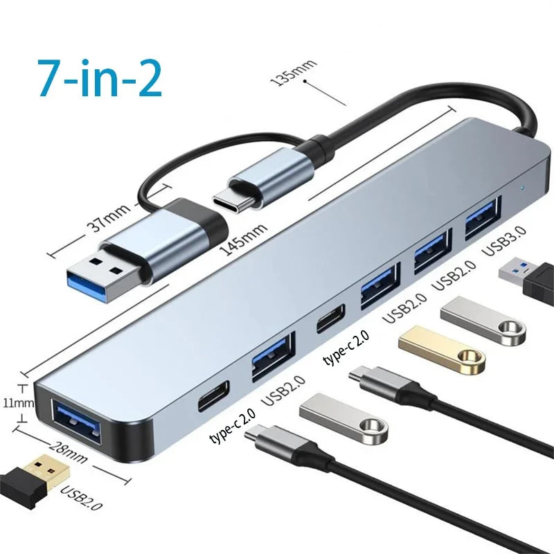 USB C HUB Type C Splitter Thunderbolt 3 Docking Station Laptop Adapter With For Macbook Air M1 iPad Pro - Merit Sell