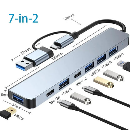 USB C HUB Type C Splitter Thunderbolt 3 Docking Station Laptop Adapter With For Macbook Air M1 iPad Pro - Merit Sell