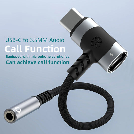 USB C to 3.5mm earphones and charger adapter 2-in-1 C-type to Aux microphone jack, with PD 100W fast charging encryption dongle. - Merit Sell