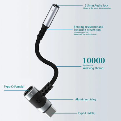 USB C to 3.5mm earphones and charger adapter 2-in-1 C-type to Aux microphone jack, with PD 100W fast charging encryption dongle. - Merit Sell