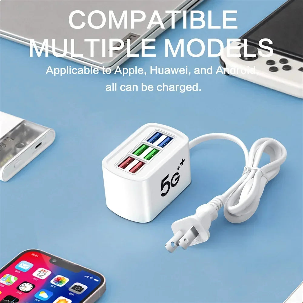 USB Phone Charger Power Strip Multi 6 Ports Universal Adapter Fast Quick Charging Head Socket Wall Charger Socket HUB Splitter - Merit Sell