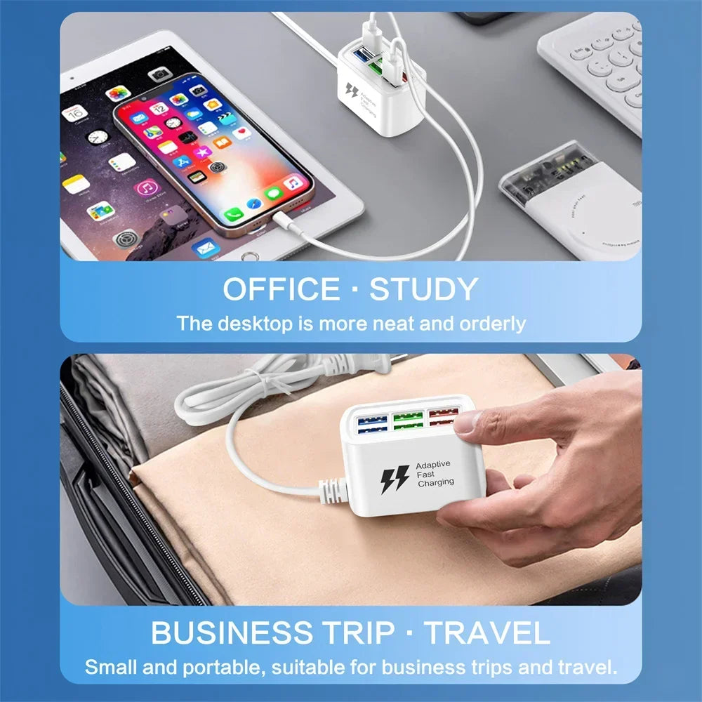 USB Phone Charger Power Strip Multi 6 Ports Universal Adapter Fast Quick Charging Head Socket Wall Charger Socket HUB Splitter - Merit Sell