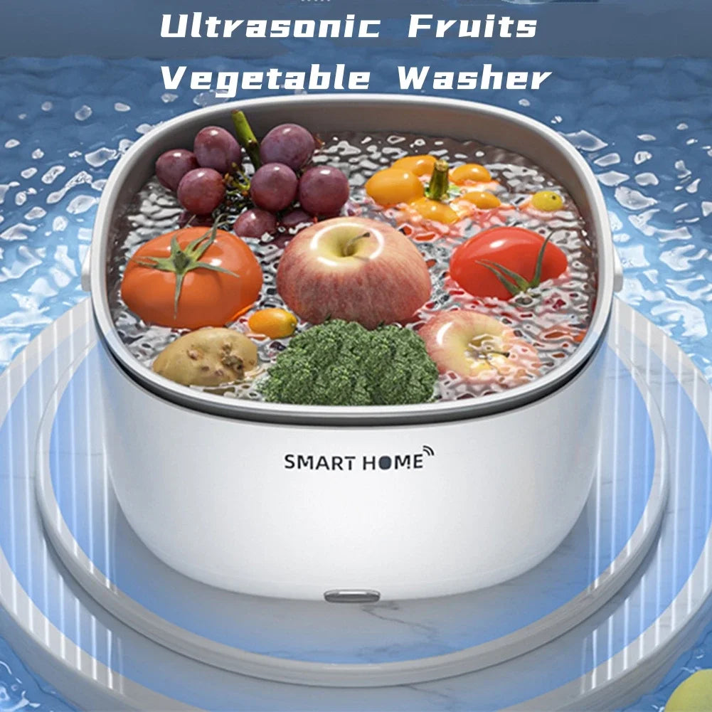 Ultrasonic Vegetable Washing Machine Household Food Remove Pesticide Residues Washer Kitchen Fruit Dirt Cleaning Purifier Basket - Merit Sell