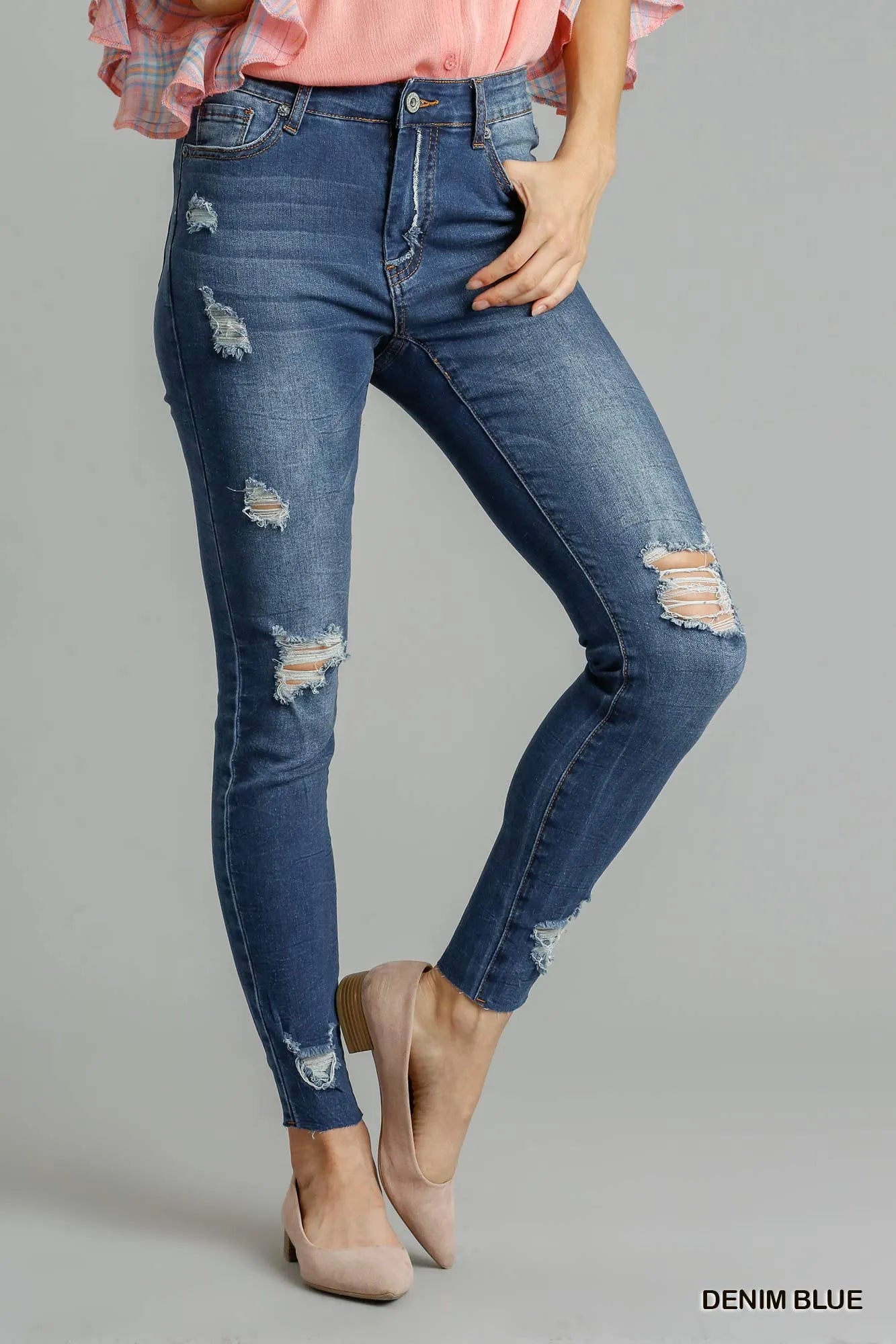 Umgee Distressed Skinny Jeans with Pockets - Merit Sell