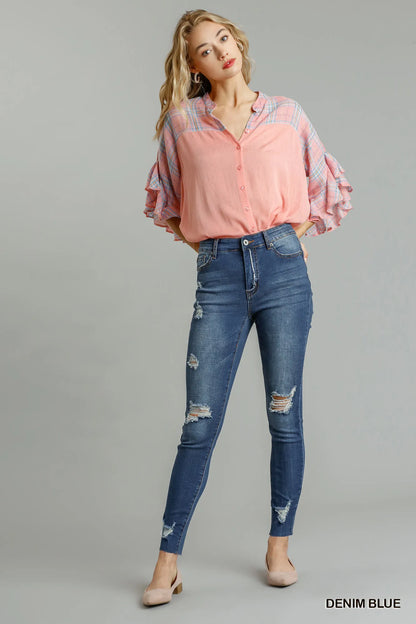 Umgee Distressed Skinny Jeans with Pockets - Merit Sell
