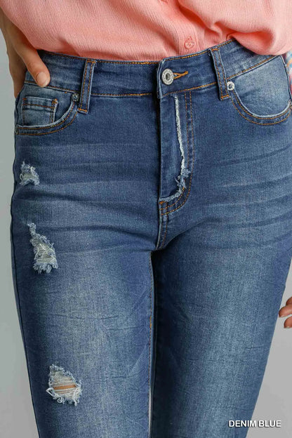 Umgee Distressed Skinny Jeans with Pockets - Merit Sell