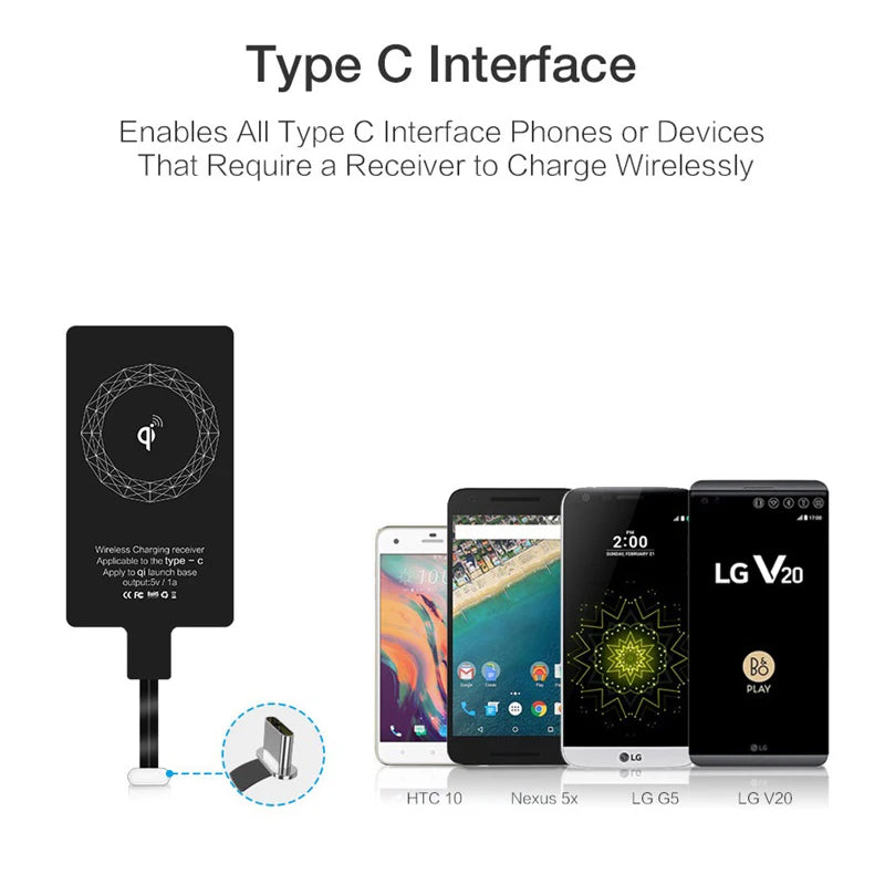 Universal Android Qi Wireless Charging Receiver Type C Wireless Charger Receiving Patch For Micro USB Smartphone For Iphone 6 7 - Merit Sell
