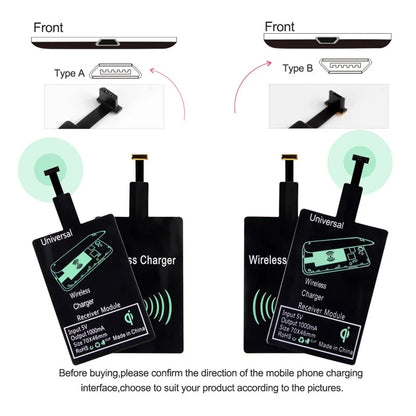 Universal Android Qi Wireless Charging Receiver Type C Wireless Charger Receiving Patch For Micro USB Smartphone For Iphone 6 7 - Merit Sell