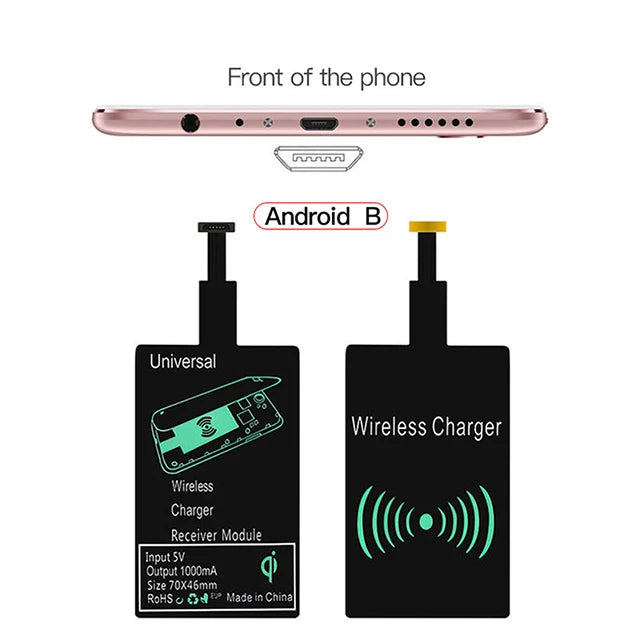 Universal Android Qi Wireless Charging Receiver Type C Wireless Charger Receiving Patch For Micro USB Smartphone For Iphone 6 7 - Merit Sell