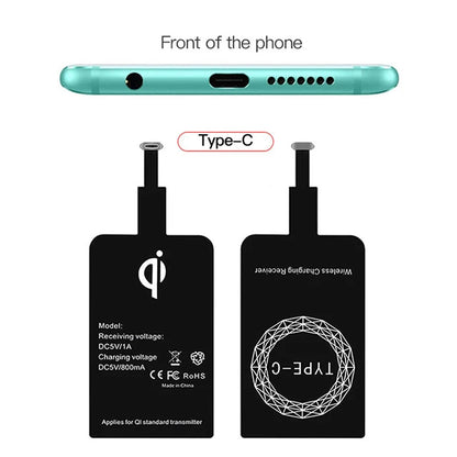 Universal Android Qi Wireless Charging Receiver Type C Wireless Charger Receiving Patch For Micro USB Smartphone For Iphone 6 7 - Merit Sell