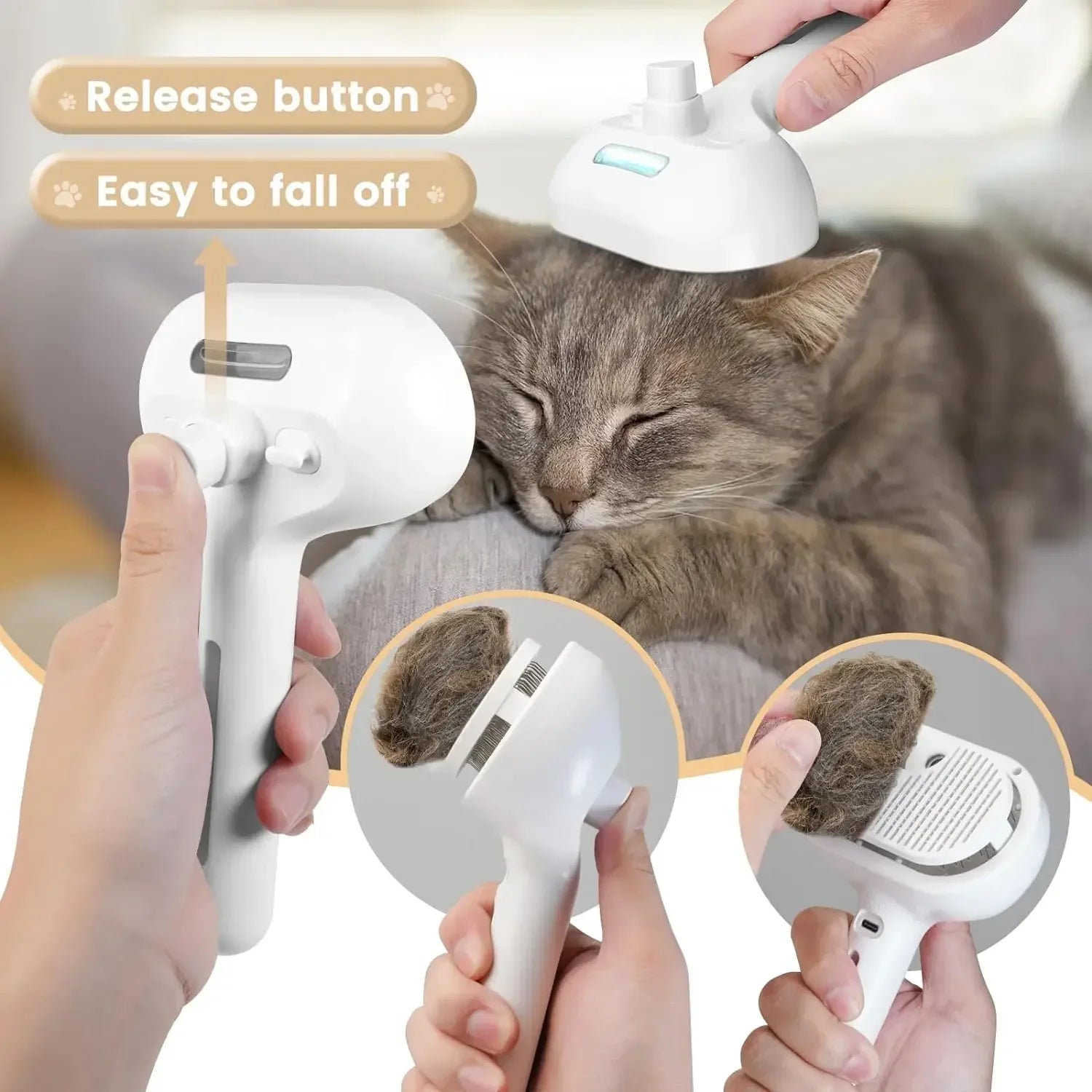 Upgraded Pet Spray Grooming Comb Steamy Floating Hair Removal Cleaning Steam Brush Styling for Dogs Cats Accessories - Merit Sell