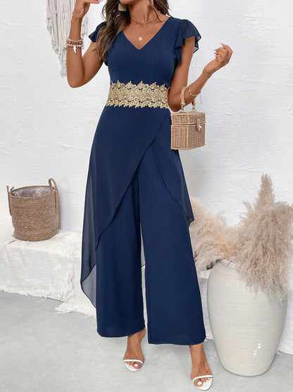 V-Neck Wide Leg Jumpsuit - Merit Sell