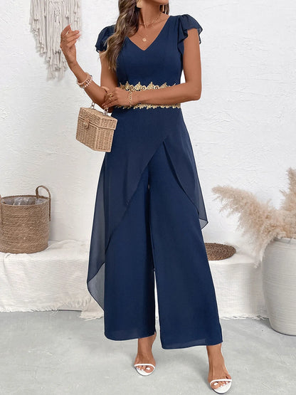 V-Neck Wide Leg Jumpsuit - Merit Sell
