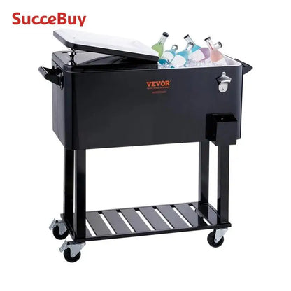VEVOR 80 Quart Rolling Ice Chest Cooler Cart Portable Bar Drink Cooler Beverage Bar Stand Up Cooler for Patio Backyard - Merit Sell
