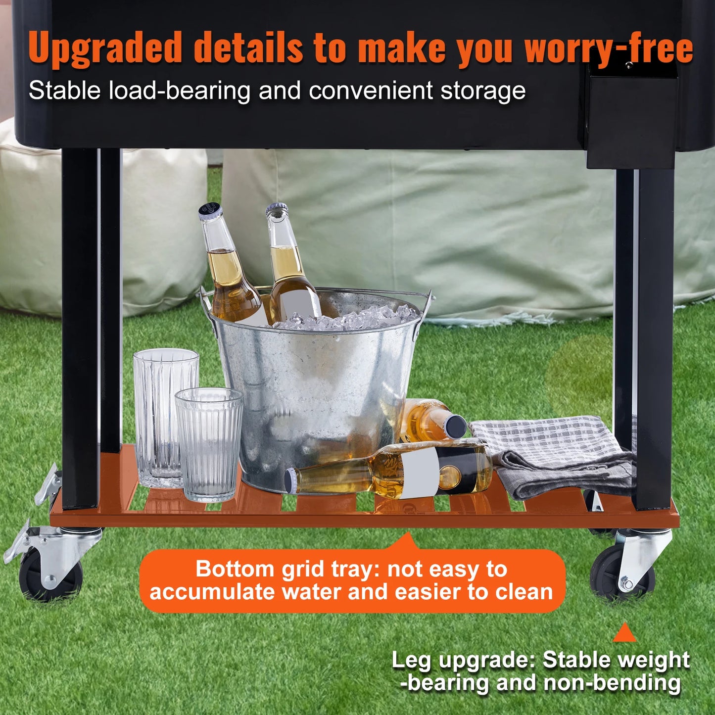 VEVOR 80 Quart Rolling Ice Chest Cooler Cart Portable Bar Drink Cooler Beverage Bar Stand Up Cooler for Patio Backyard - Merit Sell