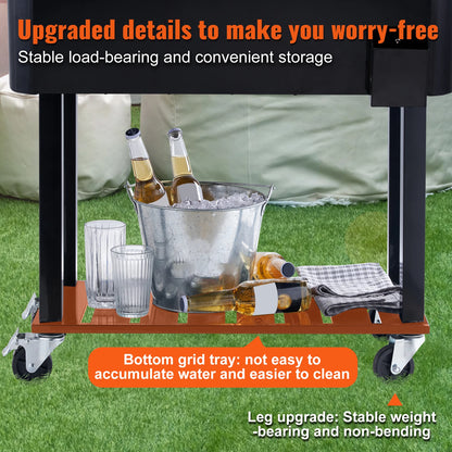 VEVOR 80 Quart Rolling Ice Chest Cooler Cart Portable Bar Drink Cooler Beverage Bar Stand Up Cooler for Patio Backyard - Merit Sell