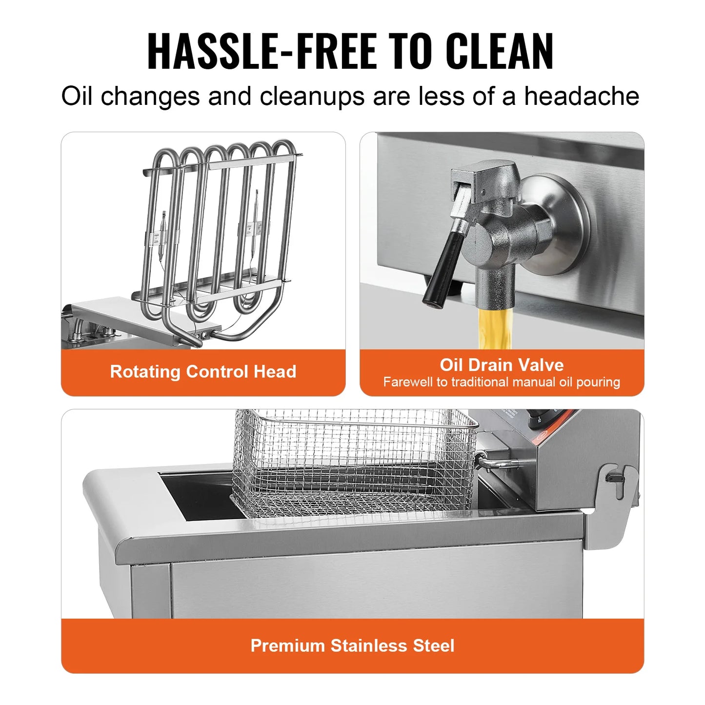 VEVOR Commercial Deep Fryer Electric Countertop Fryer with Basket 11.6Qt Stainless Steel Single Oil Fryer w/Time & Temp Control - Merit Sell