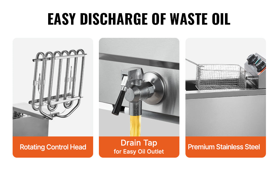 VEVOR Commercial Deep Fryer Electric Countertop Fryer with Basket 11.6Qt Stainless Steel Single Oil Fryer w/Time & Temp Control - Merit Sell