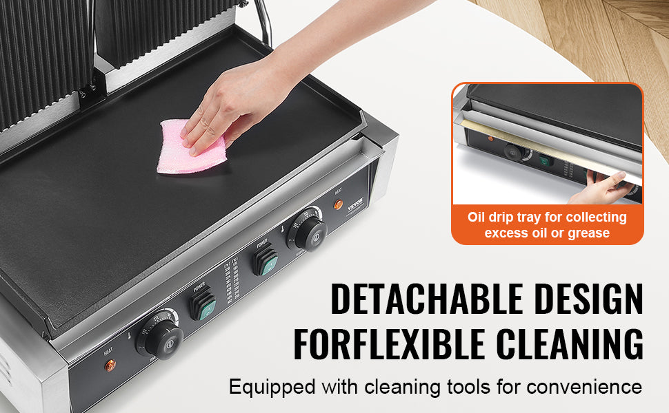 VEVOR Commercial Panini Grill 3600W Electric Sandwich Panini Maker with Temp Control And 19"x9" for Hamburger Steak Bacon 110V - Merit Sell