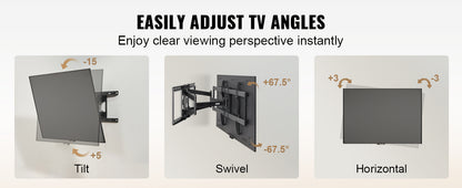 VEVOR Full Motion TV Mount Fit for Most 26-90in TVs Swivel Tilt Horizontal Adjustment TV Wall Mount Bracket W/ Articulating Arms - Merit Sell