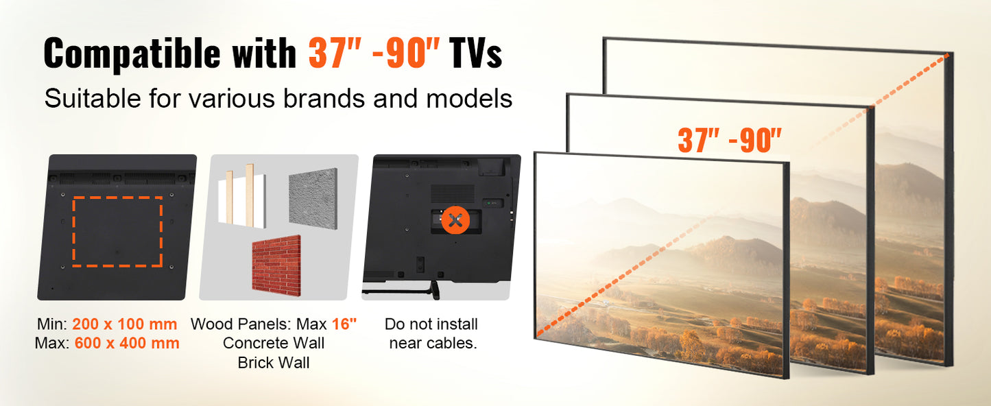 VEVOR Full Motion TV Mount Fit for Most 26-90in TVs Swivel Tilt Horizontal Adjustment TV Wall Mount Bracket W/ Articulating Arms - Merit Sell