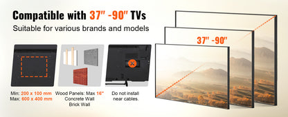 VEVOR Full Motion TV Mount Fit for Most 26-90in TVs Swivel Tilt Horizontal Adjustment TV Wall Mount Bracket W/ Articulating Arms - Merit Sell