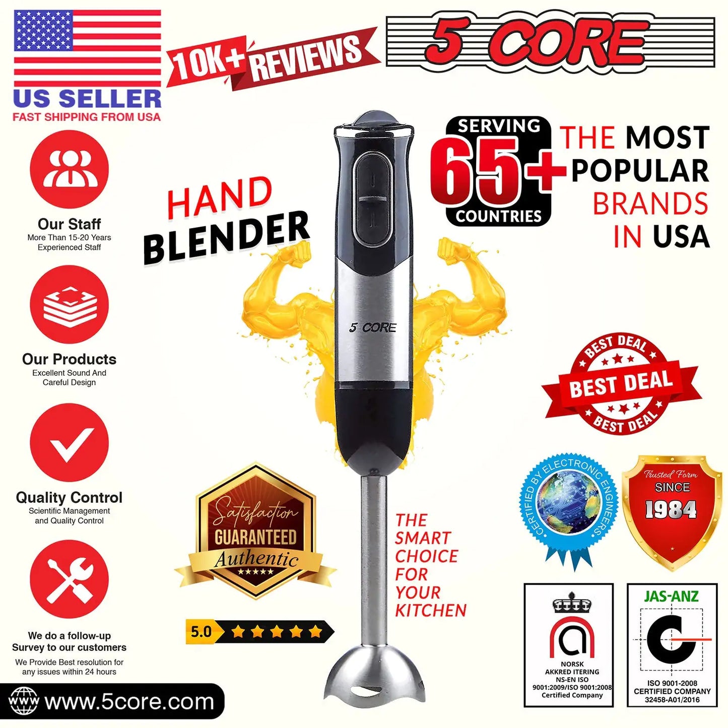 5Core 500W Immersion Hand Blender | Powerful Mixing