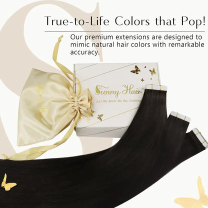 VeSunny Brown Tape in Hair Extensions Human Hair Brown Skin Weft Darkest Brown Human Hair Extensions for Women - Merit Sell