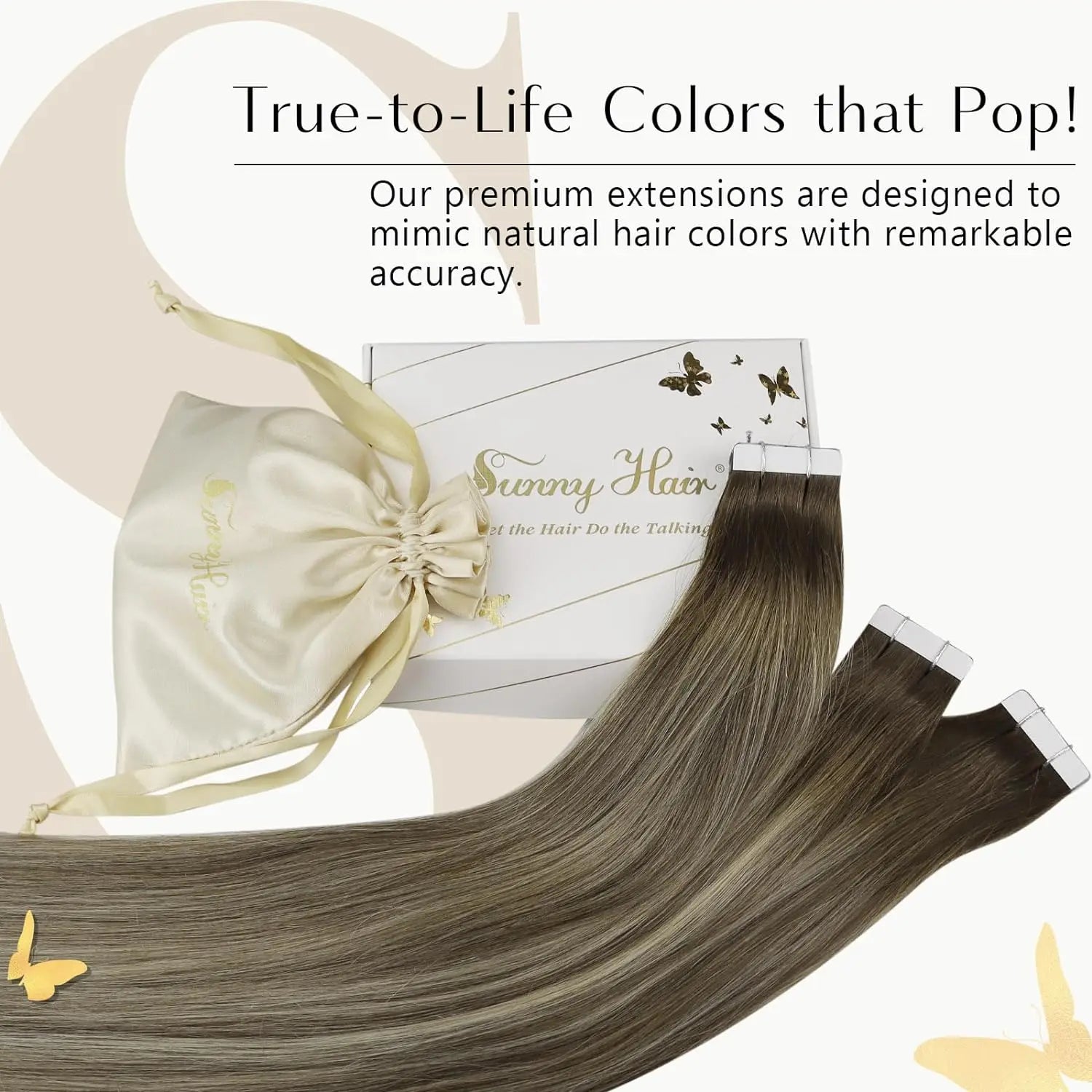 VeSunny Tape in Hair Extensions Human Hair Brown Balayage Cool Brown Fading to Ash Brown with Blonde Long Hair Extensions - Merit Sell