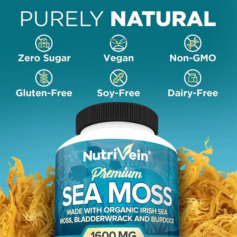 Vegetarian Organic Sea Moss Supports Immune System, Joint Health Intestinal Cleansing Detoxification & Cleansing Skin Supplement - Merit Sell