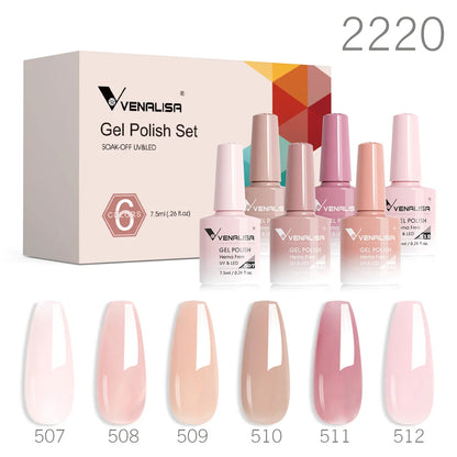 Venalisa Color Nail Gel Polish Kit Jelly Pink Semi-transparent HEMA FREE Self Leveling Nude Natural Pink Nail Manicure Set - Merit Sell