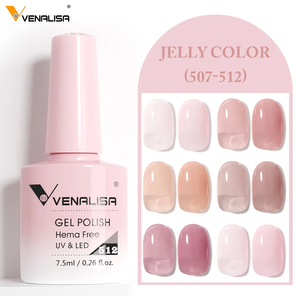 Venalisa Color Nail Gel Polish Kit Jelly Pink Semi-transparent HEMA FREE Self Leveling Nude Natural Pink Nail Manicure Set - Merit Sell