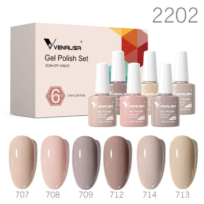 Venalisa Color Nail Gel Polish Kit Jelly Pink Semi-transparent HEMA FREE Self Leveling Nude Natural Pink Nail Manicure Set - Merit Sell