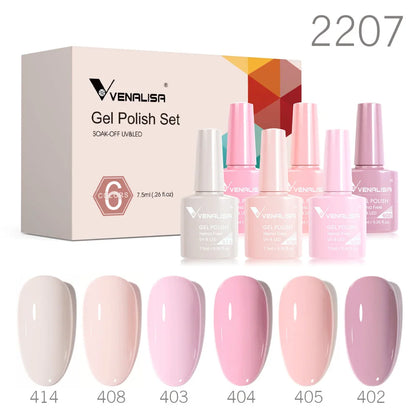 Venalisa Color Nail Gel Polish Kit Jelly Pink Semi-transparent HEMA FREE Self Leveling Nude Natural Pink Nail Manicure Set - Merit Sell