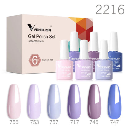 Venalisa Color Nail Gel Polish Kit Jelly Pink Semi-transparent HEMA FREE Self Leveling Nude Natural Pink Nail Manicure Set - Merit Sell