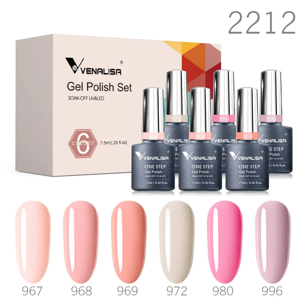 Venalisa Color Nail Gel Polish Kit Jelly Pink Semi-transparent HEMA FREE Self Leveling Nude Natural Pink Nail Manicure Set - Merit Sell