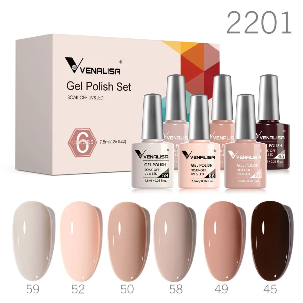 Venalisa Color Nail Gel Polish Kit Jelly Pink Semi-transparent HEMA FREE Self Leveling Nude Natural Pink Nail Manicure Set - Merit Sell