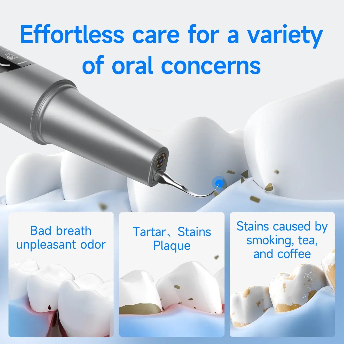 Visible Ultrasonic Dental Scaler Tartar Remover 5 modes with LED Light Household Teeth Cleaning Tools Dental Cleaner Oral Care