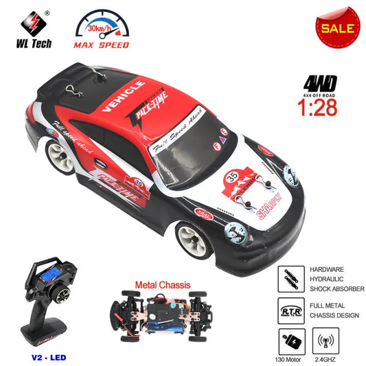 WLtoys K969 1:28 4WD 2.4G Mini RC Racing Car High Speed Off-Road Remote Control Drift Toys Alloy Vehicle for Children Kids Gift - Merit Sell