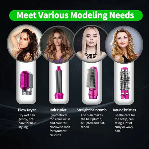 5-in-1 Hair Dryer & Hot Comb Set | Versatile Styling