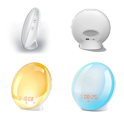 Wake Up Light Alarm Clock with Sunrise/Sunset Simulation Dual Alarms FM Radio Nightlight 7 Colors Natural Sounds Snooze - Merit Sell