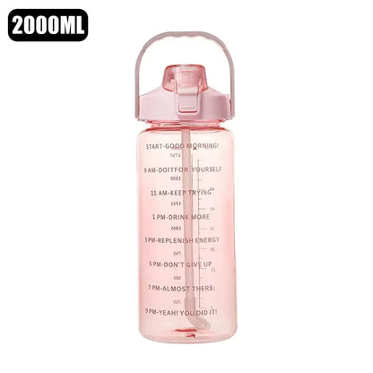 Water Bottle 2 Liter Stay Hydrated Motivated Leakproof Plastic Sport Bottle Reminder Times Sports Outdoor Fitness Office Indoor - Merit Sell