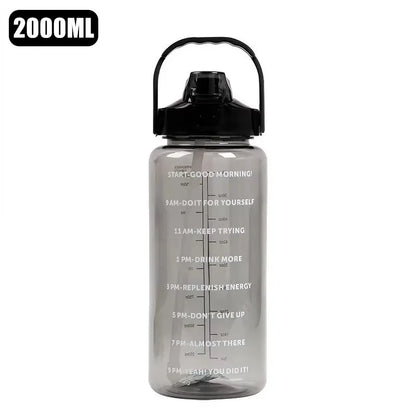 Water Bottle 2 Liter Stay Hydrated Motivated Leakproof Plastic Sport Bottle Reminder Times Sports Outdoor Fitness Office Indoor - Merit Sell