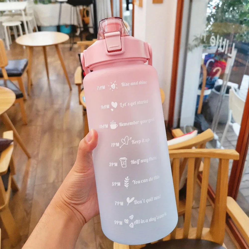 Water Bottle 2 Liter Stay Hydrated Motivated Leakproof Plastic Sport Bottle Reminder Times Sports Outdoor Fitness Office Indoor - Merit Sell