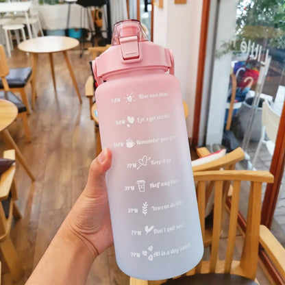 Water Bottle 2 Liter Stay Hydrated Motivated Leakproof Plastic Sport Bottle Reminder Times Sports Outdoor Fitness Office Indoor - Merit Sell